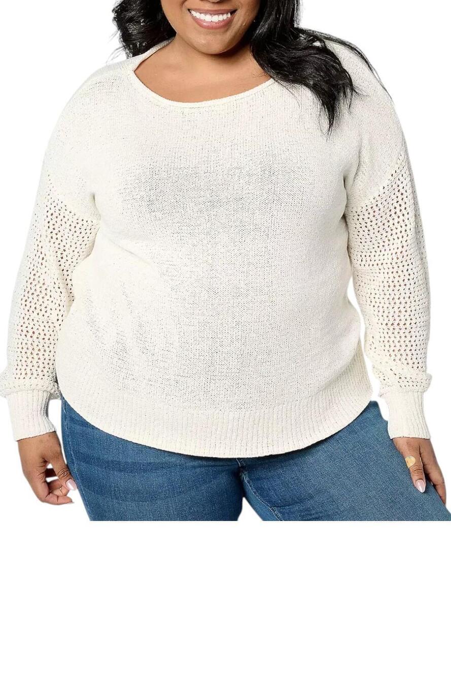 Destination 365 Women's Boatneck Drop Shoulder Open Sweater White - Regular